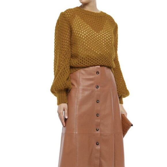 Zimmermann Women’s Unbridled Mustard Honeycomb Mohair Sweater Size 1 AU - Picture 1 of 8